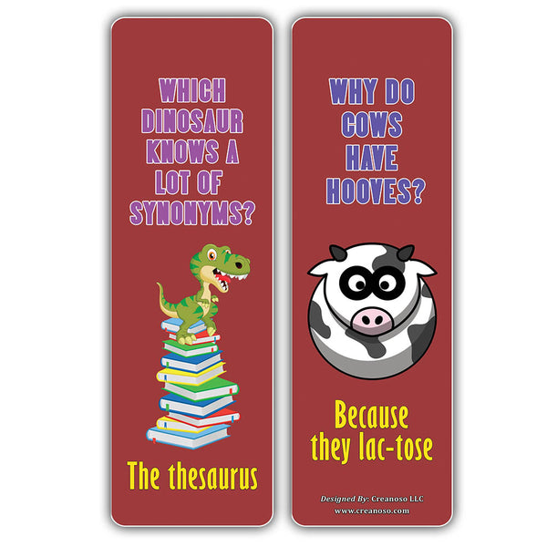 Creanoso Funny Jokes Puns English Bookmarks - Cool and Unique Book Page Clippers