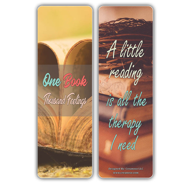 Creanoso I Love Books Bookmarks - Inspiring Book Reading Sayings Book Clippers