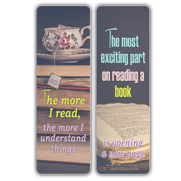 Creanoso I Love Books Bookmarks - Inspiring Book Reading Sayings Book Clippers