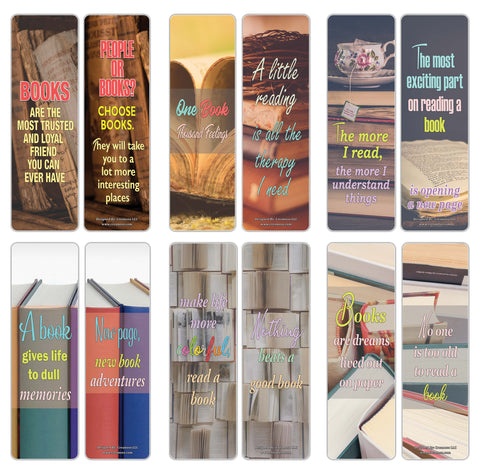 Creanoso I Love Books Bookmarks - Inspiring Book Reading Sayings Book Clippers