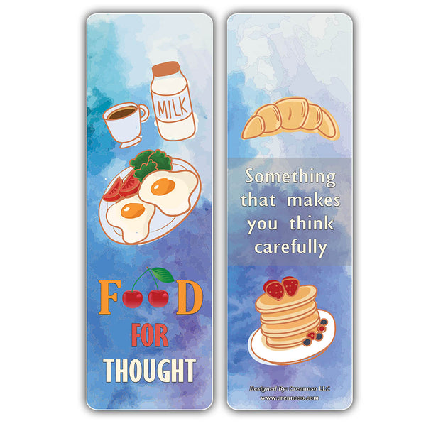 Creanoso Food Idioms Bookmarks Series II - Unique Book Page Clippers Bulk Pack Set