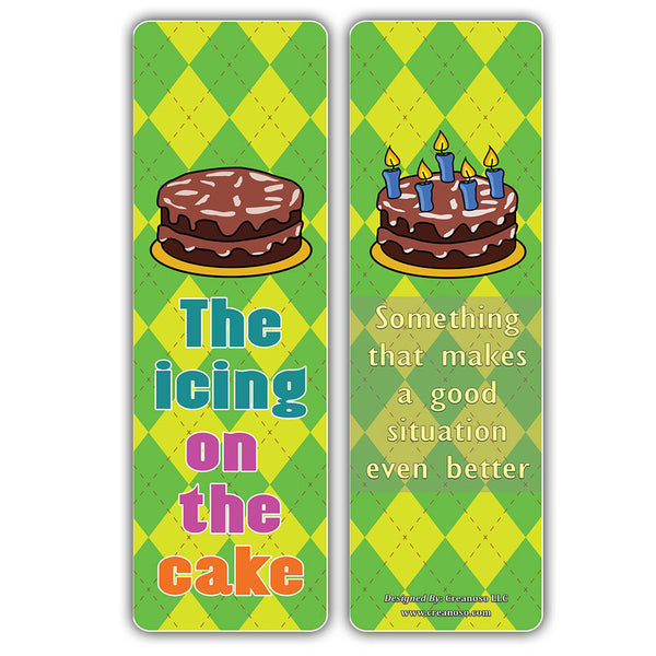 Creanoso Food Idioms Bookmarks Series II - Unique Book Page Clippers Bulk Pack Set