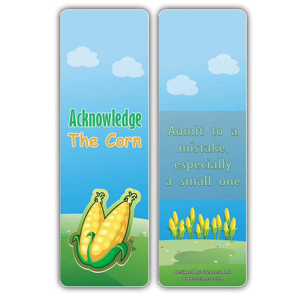 Creanoso Food Idioms Bookmarks Series II - Unique Book Page Clippers Bulk Pack Set