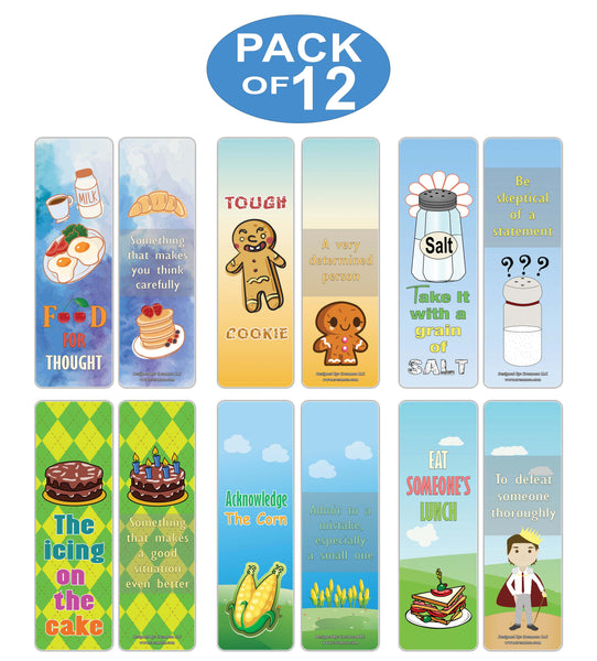 Creanoso Food Idioms Bookmarks Series II - Unique Book Page Clippers Bulk Pack Set