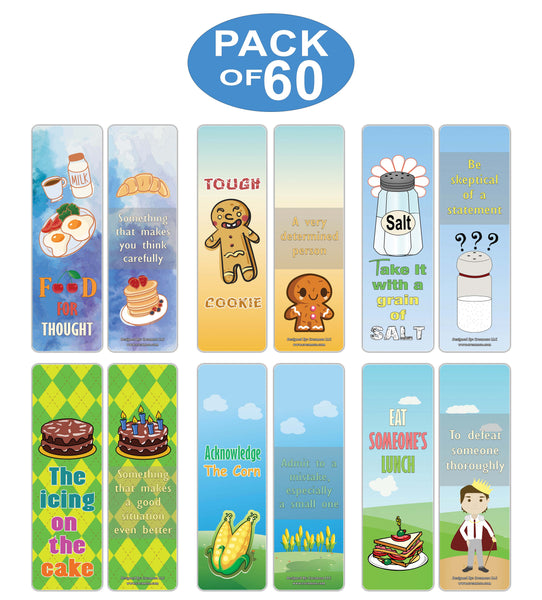 Creanoso Food Idioms Bookmarks Series II - Unique Book Page Clippers Bulk Pack Set