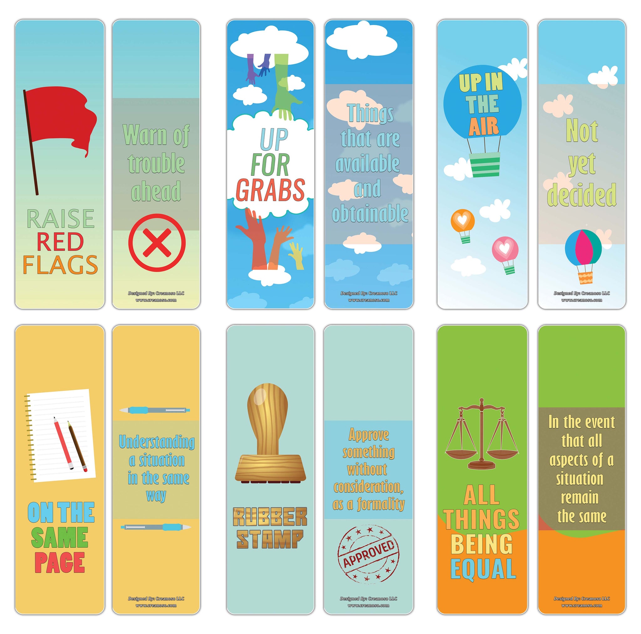 Creanoso Business Idioms Bookmarks - Making Decisions - Assorted Page Clippers - Cool Giveaways