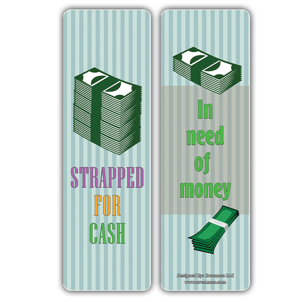 Creanoso Money Idioms Bookmarks - Business Idiomatic Expressions - Cool and Unique Page Clippers