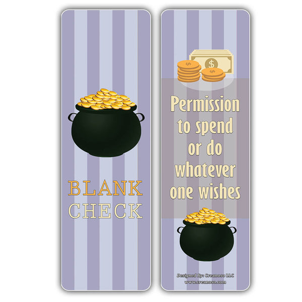 Creanoso Money Idioms Bookmarks - Business Idiomatic Expressions - Cool and Unique Page Clippers