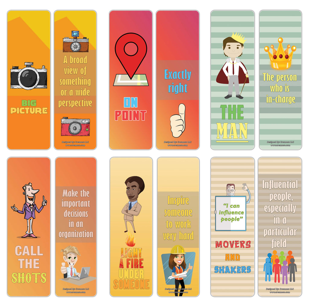 Creanoso Leadership Idioms Bookmarks - Cool Unique Book Clippers for L