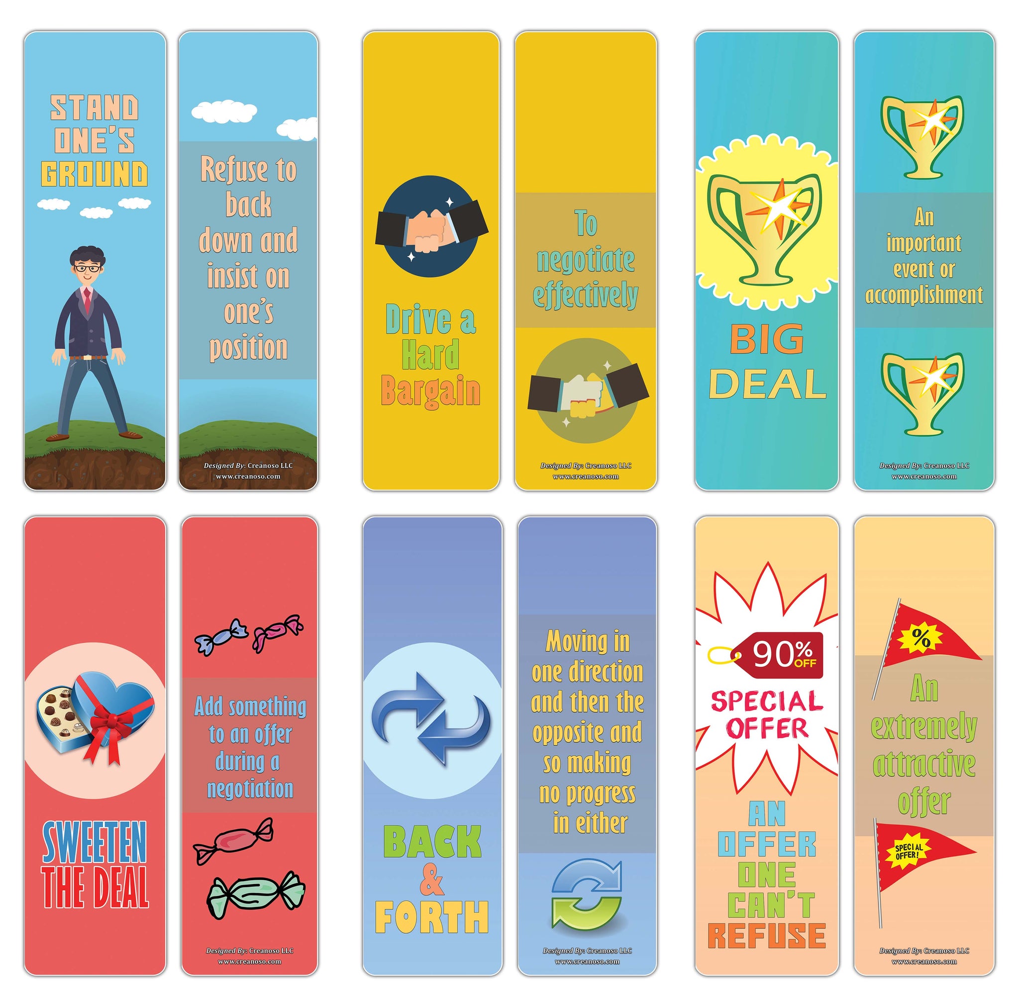 Creanoso Negotiations Idioms Bookmarks - Stocking Stuffers Gift Ideas for Executives, Managers