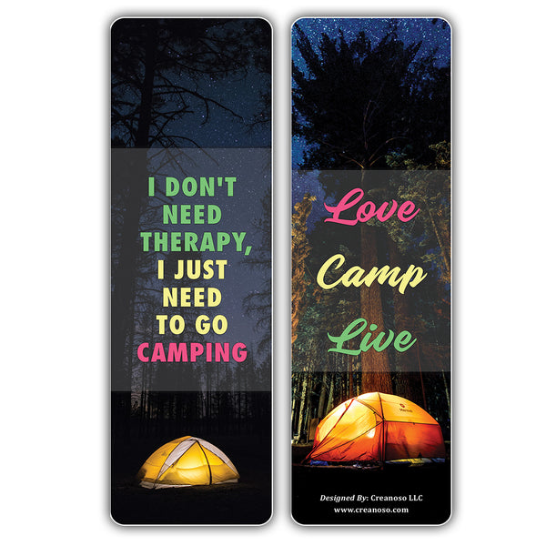 Creanoso Inspirational Camping Sayings Bookmarks - Unique Camper's Giveaways Pack