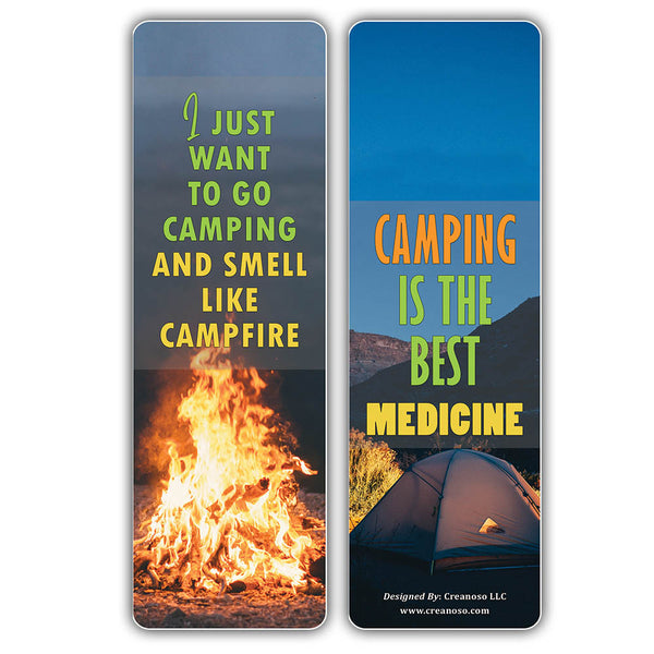 Creanoso Inspirational Camping Sayings Bookmarks - Unique Camper's Giveaways Pack