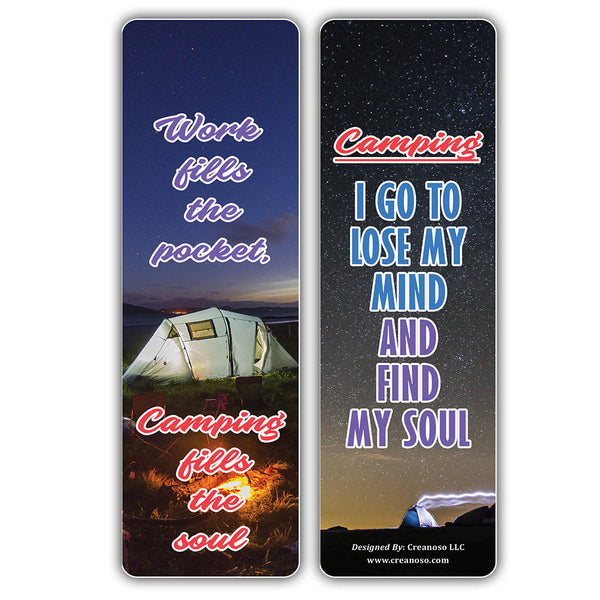 Creanoso Inspirational Camping Sayings Bookmarks - Unique Camper's Giveaways Pack