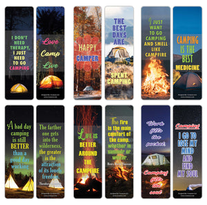 Creanoso Inspirational Camping Sayings Bookmarks - Unique Camper's Giveaways Pack