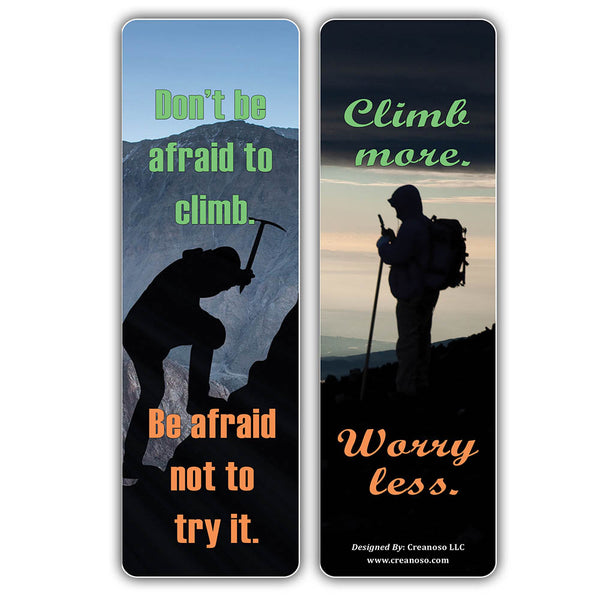 Creanoso Inspirational Rock Climbing Sayings Bookmarks - Inspiring Mountain Climbing Sayings Pack