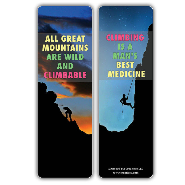Creanoso Inspirational Rock Climbing Sayings Bookmarks - Inspiring Mountain Climbing Sayings Pack