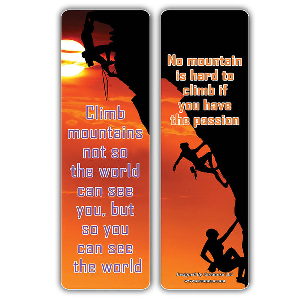 Creanoso Inspirational Rock Climbing Sayings Bookmarks - Inspiring Mountain Climbing Sayings Pack