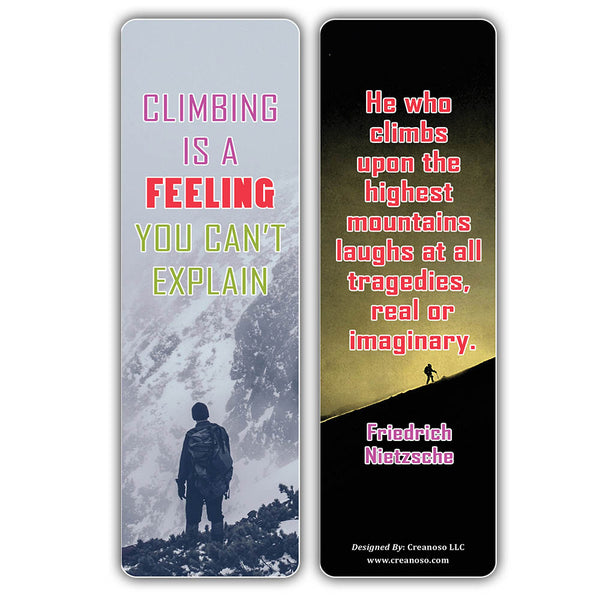 Creanoso Inspirational Rock Climbing Sayings Bookmarks - Inspiring Mountain Climbing Sayings Pack