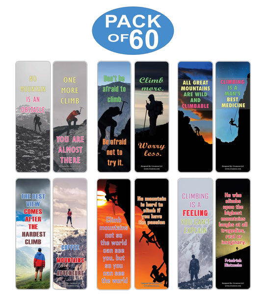 Creanoso Inspirational Rock Climbing Sayings Bookmarks - Inspiring Mountain Climbing Sayings Pack