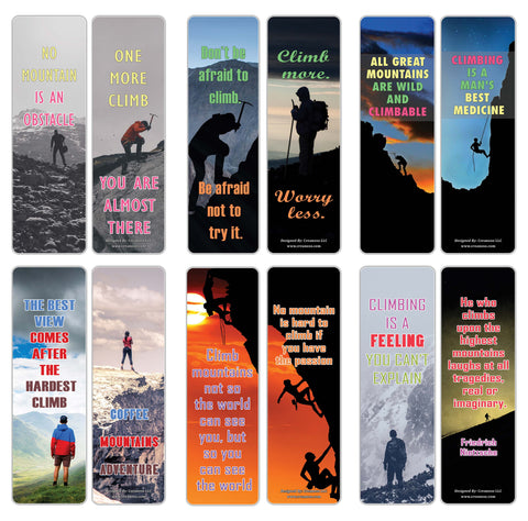 Creanoso Inspirational Rock Climbing Sayings Bookmarks - Inspiring Mountain Climbing Sayings Pack