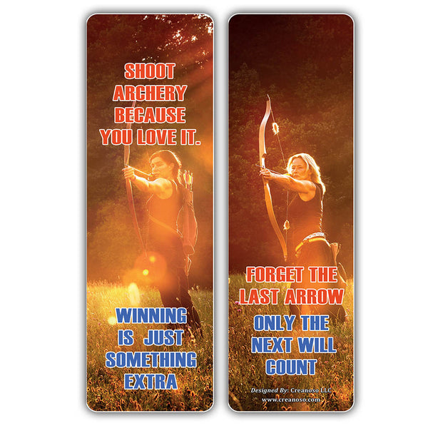 Creanoso Inspirational Archery Sayings Bookmark - Cool Giveaways Collection Set for Hobbyists