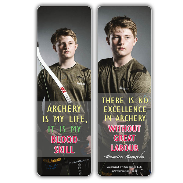 Creanoso Inspirational Archery Sayings Bookmark - Cool Giveaways Collection Set for Hobbyists
