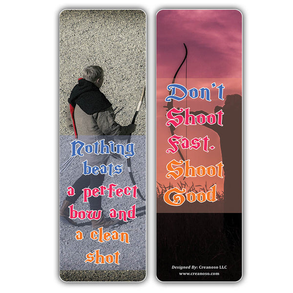 Creanoso Inspirational Archery Sayings Bookmark - Cool Giveaways Collection Set for Hobbyists