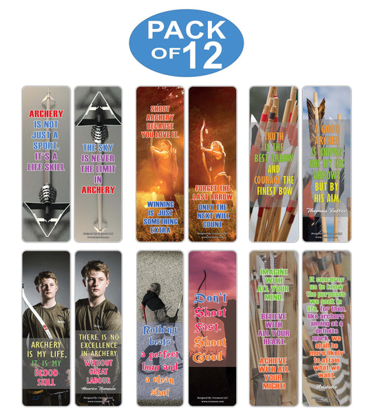Creanoso Inspirational Archery Sayings Bookmark - Cool Giveaways Collection Set for Hobbyists