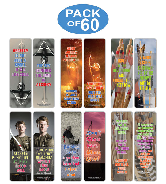 Creanoso Inspirational Archery Sayings Bookmark - Cool Giveaways Collection Set for Hobbyists