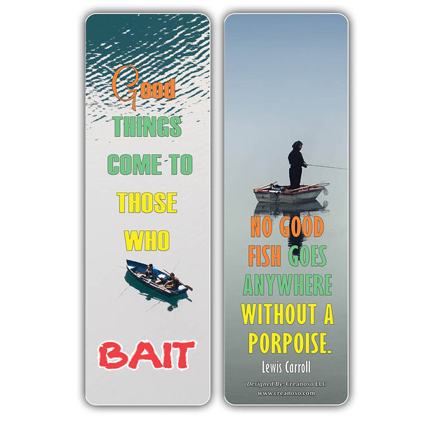 Creanoso Fishing Quote Sayings Bookmark - Great Gift Tokens Collection Set for Hobbyists