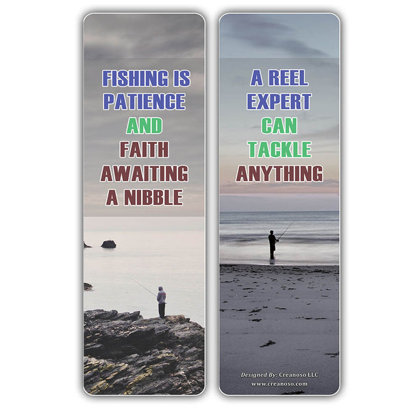 Creanoso Fishing Quote Sayings Bookmark - Great Gift Tokens Collection Set for Hobbyists