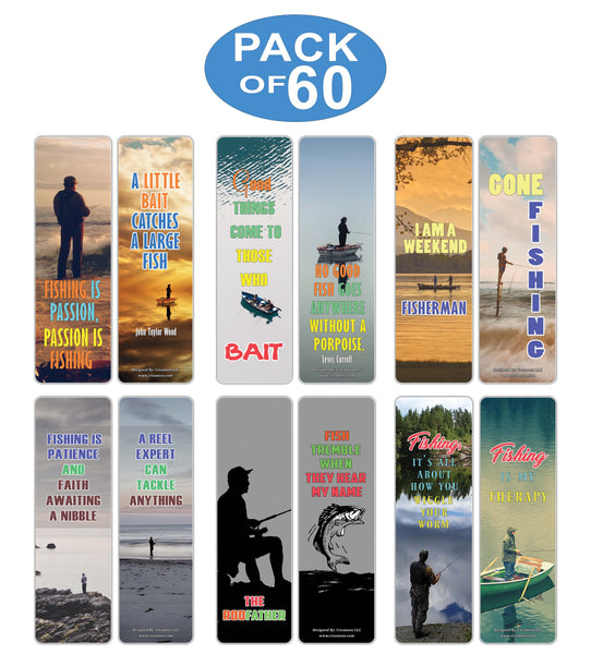 Creanoso Fishing Quote Sayings Bookmark - Great Gift Tokens Collection Set for Hobbyists