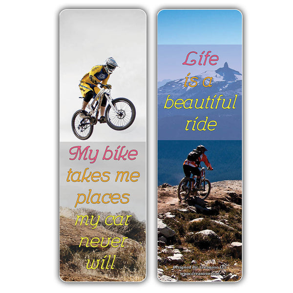 Creanoso Biking Sayings Bookmark - Cool Gift Tokens Collection Set for Cyclists