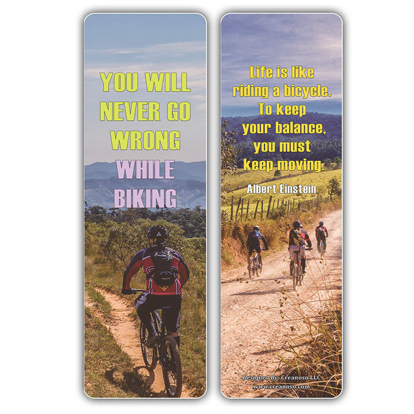 Creanoso Biking Sayings Bookmark - Cool Gift Tokens Collection Set for Cyclists