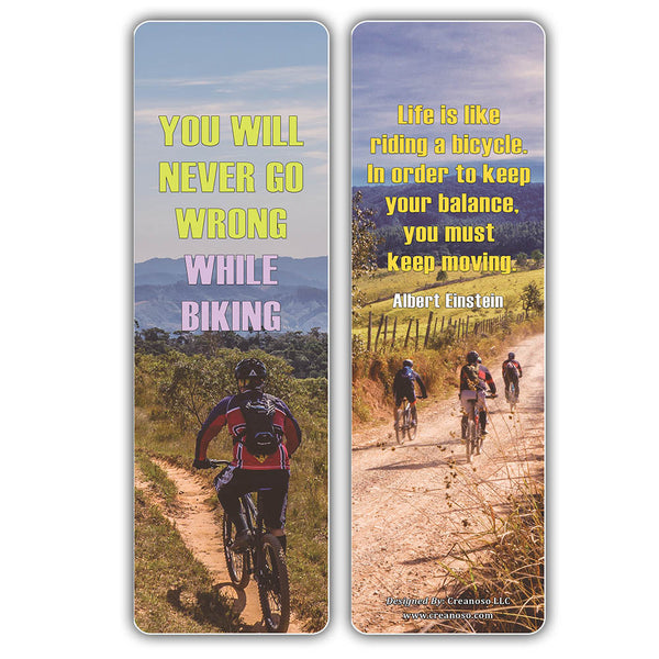 Creanoso Biking Sayings Bookmark - Cool Gift Tokens Collection Set for Cyclists