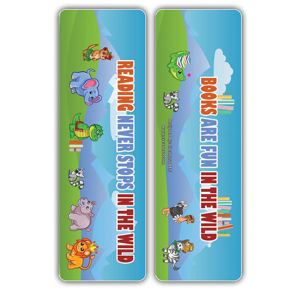 Creanoso Cute Sayings Wild Animals Reading Bookmarks - Great Giveaways Tokens for Kids