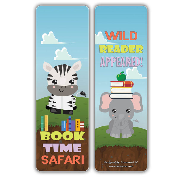 Creanoso Cute Sayings Wild Animals Reading Bookmarks - Great Giveaways Tokens for Kids