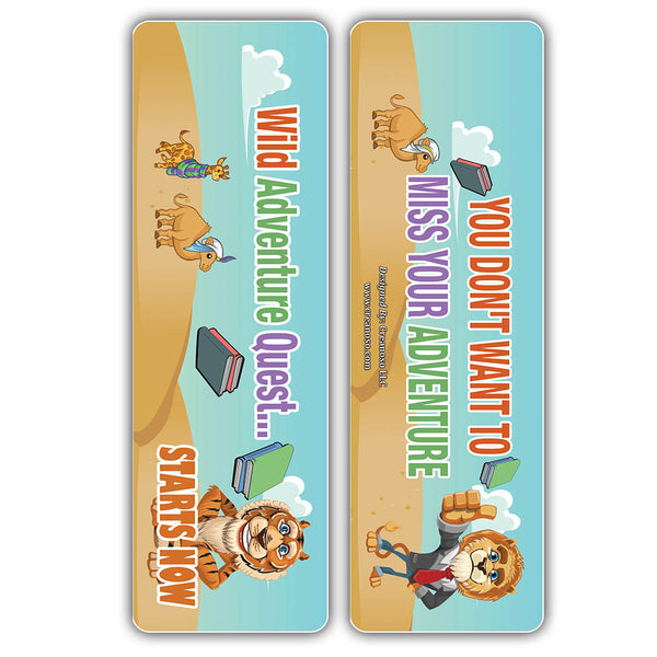 Creanoso Cute Sayings Wild Animals Reading Bookmarks - Great Giveaways Tokens for Kids