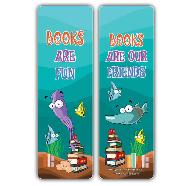 Creanoso Cute Sayings Sea Creatures Reading Bookmarks - Cool Giveaways for Kids