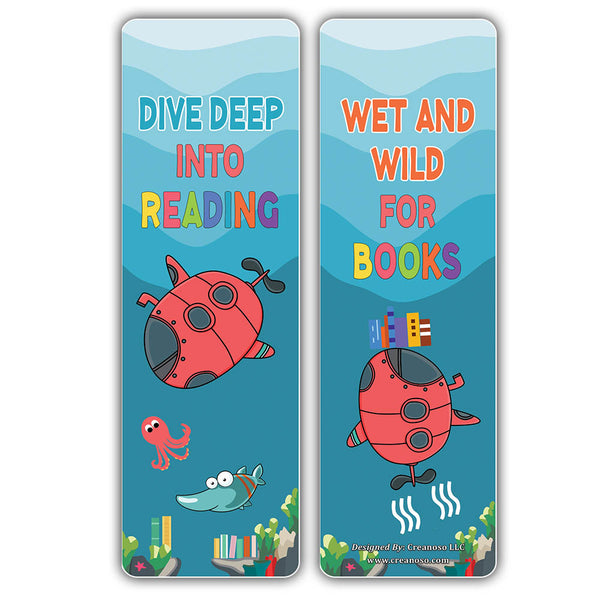 Creanoso Cute Sayings Sea Creatures Reading Bookmarks - Cool Giveaways for Kids