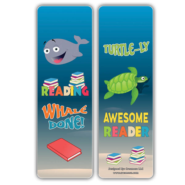 Creanoso Cute Sayings Sea Creatures Reading Bookmarks - Cool Giveaways for Kids