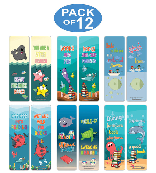 Creanoso Cute Sayings Sea Creatures Reading Bookmarks - Cool Giveaways for Kids