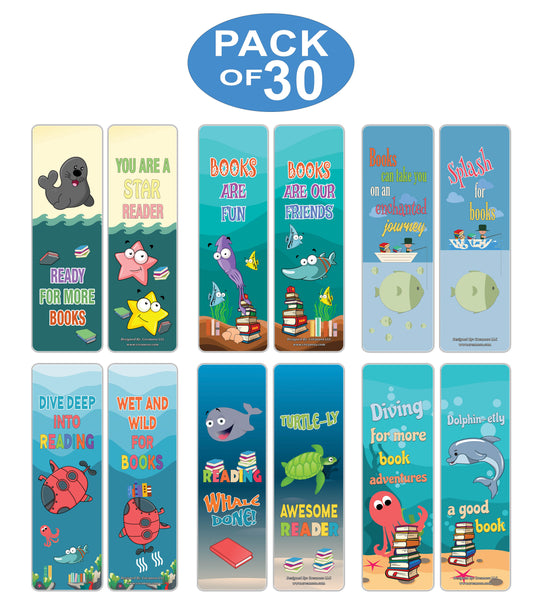 Creanoso Cute Sayings Sea Creatures Reading Bookmarks - Cool Giveaways for Kids