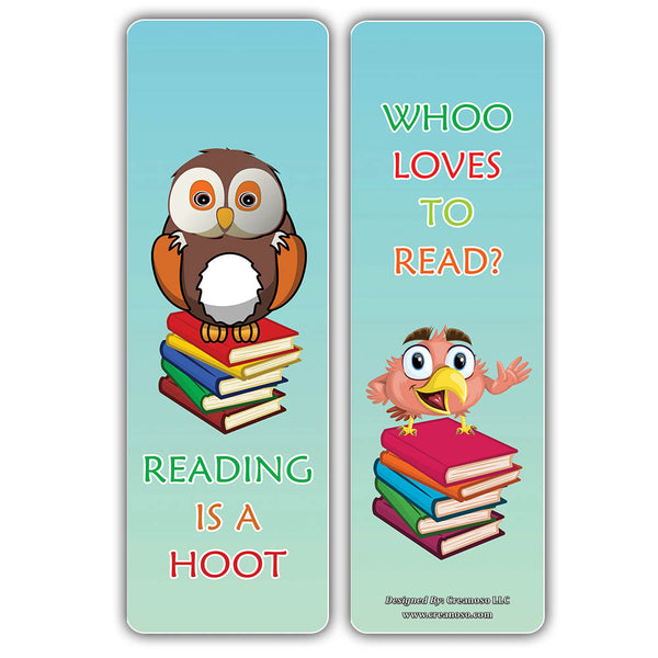 Creanoso Cute Bird Book Sayings Reading Bookmarks - Great Giveaways for Kids