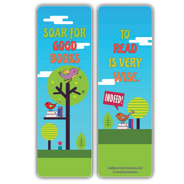 Creanoso Cute Bird Book Sayings Reading Bookmarks - Great Giveaways for Kids