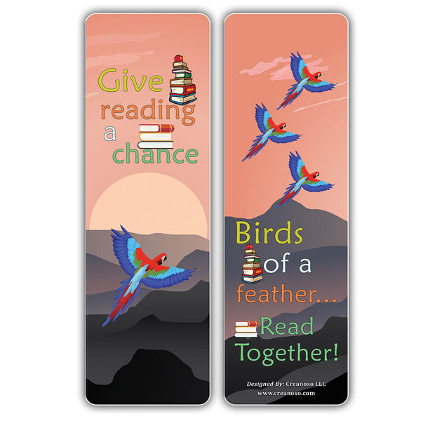 Creanoso Cute Bird Book Sayings Reading Bookmarks - Great Giveaways for Kids