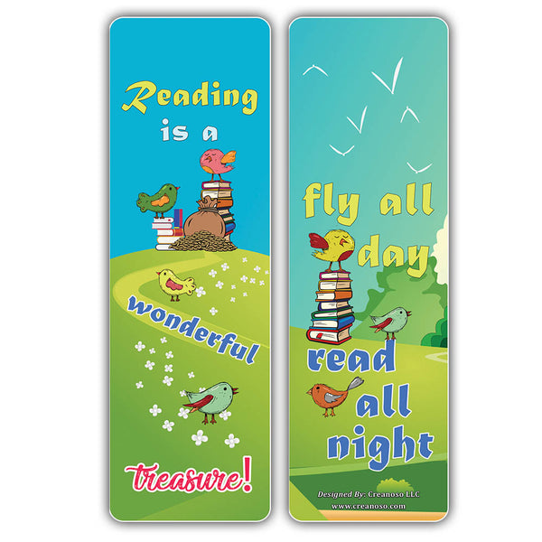 Creanoso Cute Bird Book Sayings Reading Bookmarks - Great Giveaways for Kids