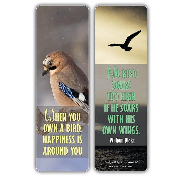 Creanoso Birds Sayings Pet Animals Bookmarks - Great Gift Tokens Ideas for Bird Lovers