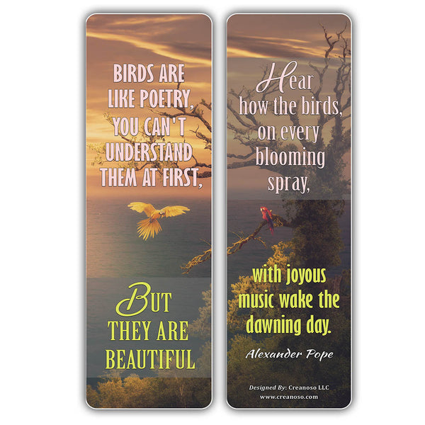 Creanoso Birds Sayings Pet Animals Bookmarks - Great Gift Tokens Ideas for Bird Lovers