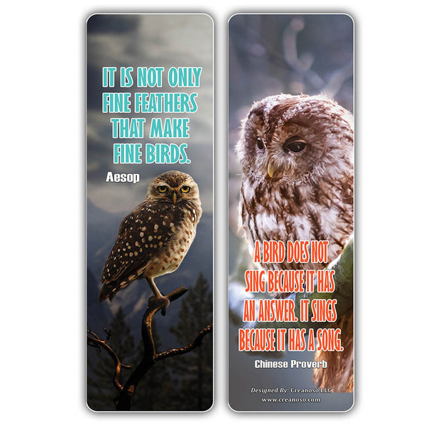 Creanoso Birds Sayings Pet Animals Bookmarks - Great Gift Tokens Ideas for Bird Lovers